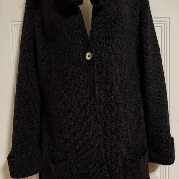 Soft Surroundings Cardigan Black Ruffle Collar SZ Large Sedona Chic - Picture 6 of 9